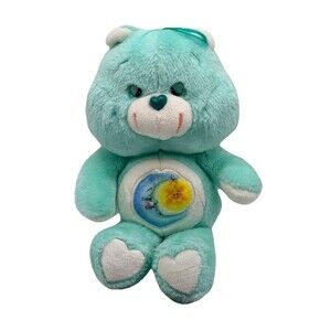 Vintage Care Bear Bedtime Plush 13" Light Green Moon Sun Sleepy Eyes Kenner 1983